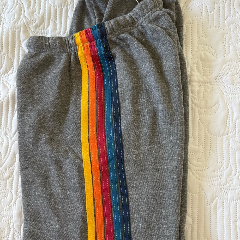 Aviator Nation heather grey size S sweatpants with classic stripes down the side